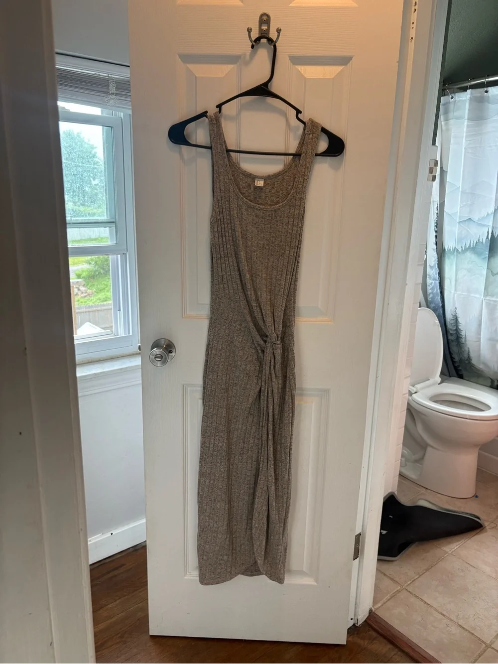 Sleeveless Knot-Front Maxi Dress in Taupe